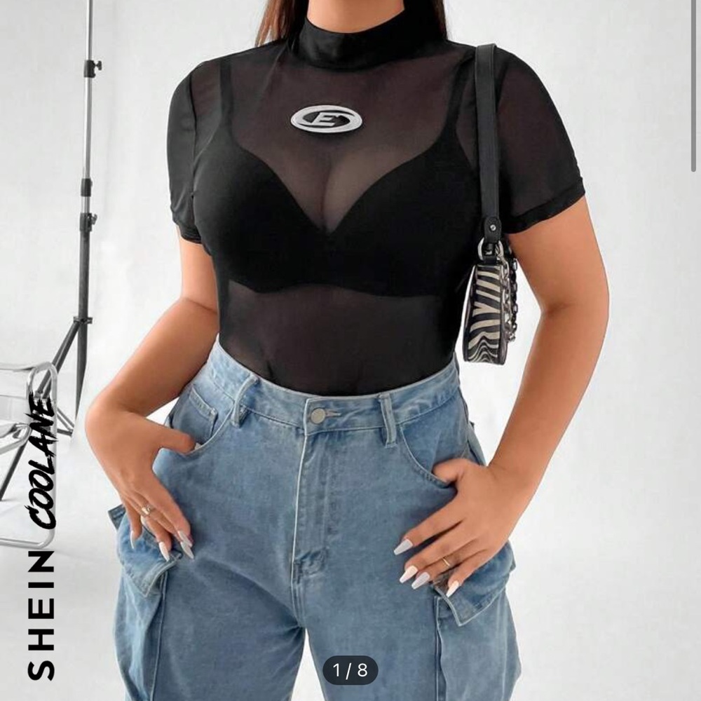 black mesh top